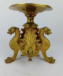 Alternative view of Antique Brass Candle Stand Visiting Card Tazza Griffin Form