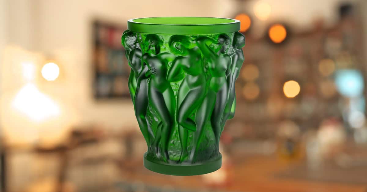 lalique glass vase in green