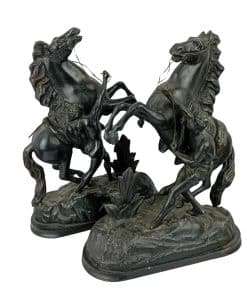 Pair of Spelter horse figurines early 20th century