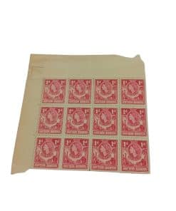 northern rhodesia stamps block of 12 1955 1d revenue