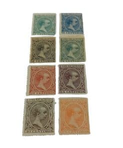 king-alfonso-xlll-spanish-stamps-1889-short-set-mint 8 values