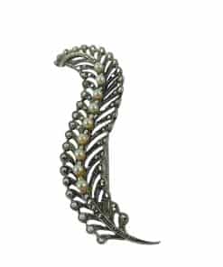 Vintage silver and pearl fern brooch main image