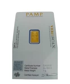 Alternative view of PAMP 1g Gold Bar Lady Fortuna – 24-Carat Fine Gold (999.9)