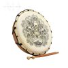 30cm Hamsa Shamanic Drum made from suar wood with goat skin surface, hand-painted Hamsa design, and supplied with two sticks
