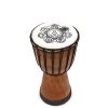 30cm Chakra Wide Top Djembe Drum with hand-painted chakra design on the skin, flared top, and artisan Indonesian craftsmanship.
