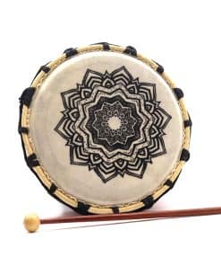 elegant looking 20cm Mandala Pattern Shamanic Drum made from suar wood and goatskin