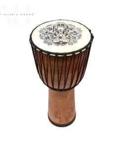 hamsa djembe drum with a wide top and patterned skin