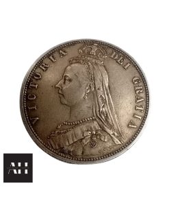 1887 Half Crown Queen Victoria Jubilee Head silver coin, obverse side showing detailed portrait