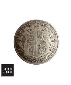 Close-up of 1915 Half Crown in good collectable grade showing George V portrait and aged silver tone