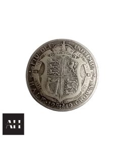 Close-up of 1919 Half Crown in good collectable grade showing natural tone and detailed design.