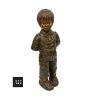 Geert Kunen Sculpture of a boy, handmade ceramic with bronze-like glaze, marked Echt Handwerk, 28 cm tall, very good condition.