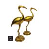 Pair of Brass Ibis Birds in polished brass, mid-century vintage figures ideal for interior design and elegant home styling.