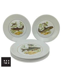Alternative view of Figgjo Flint Fish Plates, Set of Six, Mid-Century Norwegian, 24cm