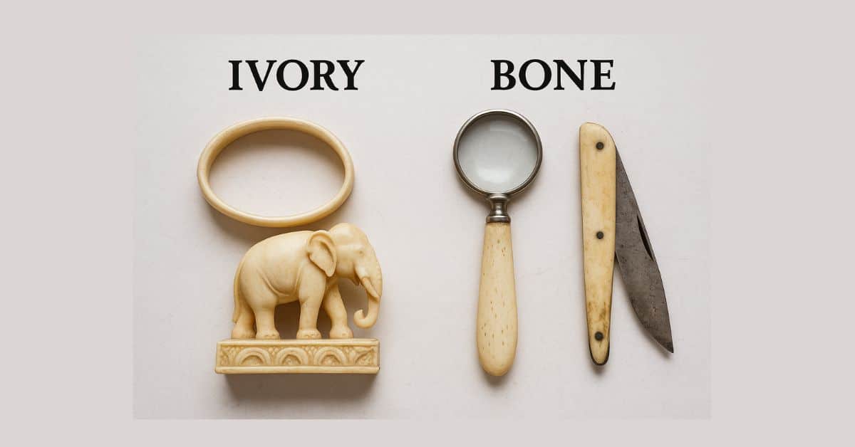 comparison image on how tell if something is ivory or bone