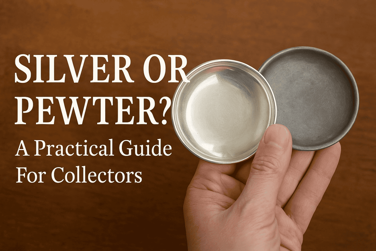 Comparing hallmarks on antique metal to identify silver or pewter”