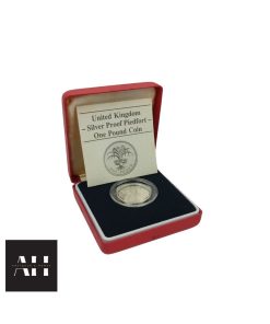 Piedfort £1 Coin, solid sterling silver proof, Royal Mint limited edition 15,000 issue, in original red presentation case with booklet.