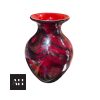 Red Studio Glass Vase, opaque cherry red hand-blown studio glass with black marbling, mid 20th century, good vintage condition.