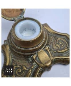 Alternative view of Single Brass Inkwell with Opaque Glass Liner