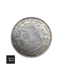 High grade 1913 half crown showing George V portrait and crowned shield reverse in sterling silver.