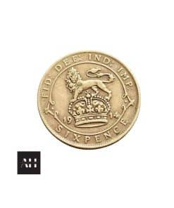 1914 sixpence silver coin featuring King George V in nice collectable grade