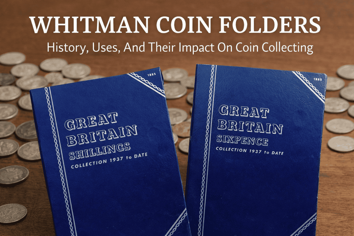 Whitman coin folders used to organise British shilling and sixpence collections