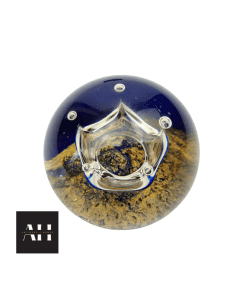 Selkirk Glass coronet paperweight commemorating the Charles and Diana wedding with controlled bubbles
