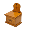 Vintage Spanish salt box in pine with wall mounted design and original “Sal” lettering