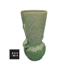 Side profile view of a Beswick Art Deco vase highlighting twin loop handles and tapered sculptural form.