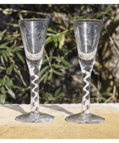 Side profile of Twists Glass Studios air twist wine glass showing elegant proportions