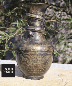 rim detail of Chinese Brass Dragon Vase showing solid brass construction