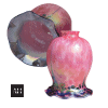 image of side and bottom view of loetz style glass shade