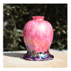 Full profile of Loetz style glass shade showing rounded form and vertical Phanomen style trailing