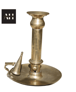 Victorian Brass Chamberstick with push-up mechanism and attached snuffer, late nineteenth century