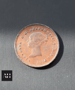 Close up of Queen Victoria young head portrait on 1839 quarter farthing coin